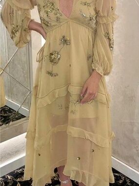 ASOS Gold Embellished Midi Dress